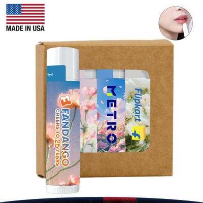 Kissel SPF 15 Lip Balm 4-Pack in Kraft Window Box